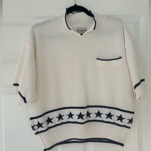 Vintage Garland Knit Sweater – Boxy Fit,‎ Star Border, M/L. Made in the USA